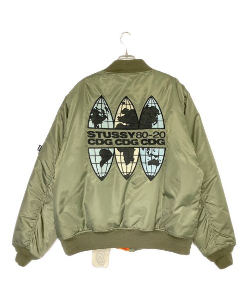 stussy（ステューシー）stussy (ステューシー) COMME des GARCONS (コムデギャルソン) 40th Anniversary CDG MA-1 Jacket カーキ サイズ:XLの古着・服飾アイテム