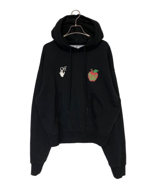 OFFWHITE（オフホワイト）OFFWHITE (オフホワイト) Apple Over Flatlock Hoodie ブラック サイズ:Sの古着・服飾アイテム
