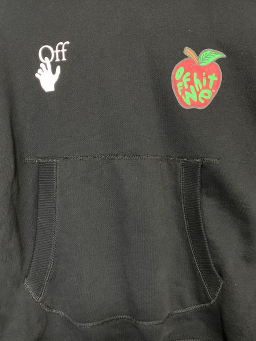 OFFWHITE（オフホワイト）OFFWHITE (オフホワイト) Apple Over Flatlock Hoodie ブラック サイズ:Sの古着・服飾アイテム