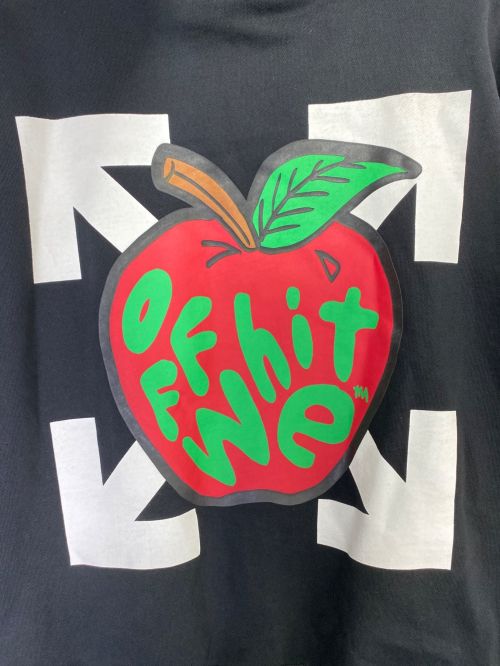 OFFWHITE（オフホワイト）OFFWHITE (オフホワイト) Apple Over Flatlock Hoodie ブラック サイズ:Sの古着・服飾アイテム