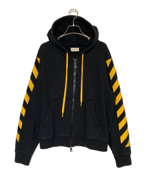 OFFWHITE（オフホワイト）OFFWHITE (オフホワイト) MONCLER (モンクレール) ジップアップフーディー ブラック×イエロー サイズ:Mの古着・服飾アイテム