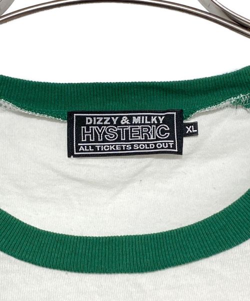 Hysteric Glamour（ヒステリックグラマー）Hysteric Glamour (ヒステリックグラマー) BAD AS MAMA 七分袖Tシャツ ホワイト×グリーン サイズ:XLの古着・服飾アイテム