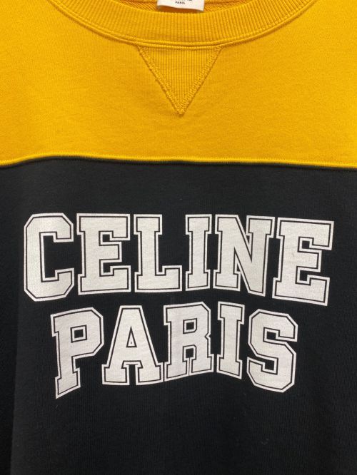 CELINE（セリーヌ）CELINE (セリーヌ) 23SS ロゴコットンクルーネックスウェット ブラック×イエロー サイズ:Lの古着・服飾アイテム