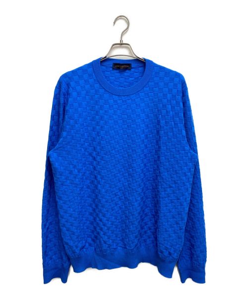 LOUIS VUITTON（ルイ ヴィトン）LOUIS VUITTON (ルイ ヴィトン) ダミエシグネチャークルーネックニットセーター ブルー サイズ:4Lの古着・服飾アイテム