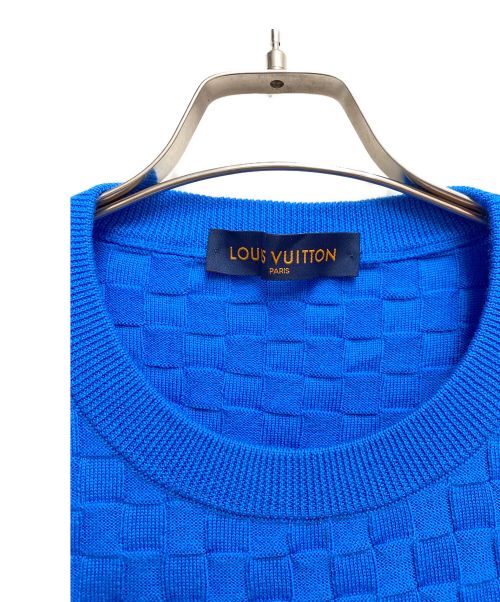 LOUIS VUITTON（ルイ ヴィトン）LOUIS VUITTON (ルイ ヴィトン) ダミエシグネチャークルーネックニットセーター ブルー サイズ:4Lの古着・服飾アイテム