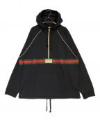 GUCCIグッチ）の古着「ウェブ＆GUCCI ラベル付き スウェットシャツ」｜ブラック