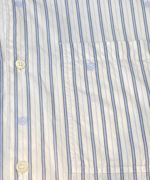 LOEWE（ロエベ）LOEWE (ロエベ) LIGHT BLUE STRIPED SHIRT（ライトブルーストライプシャツ） ホワイト サイズ:40の古着・服飾アイテム