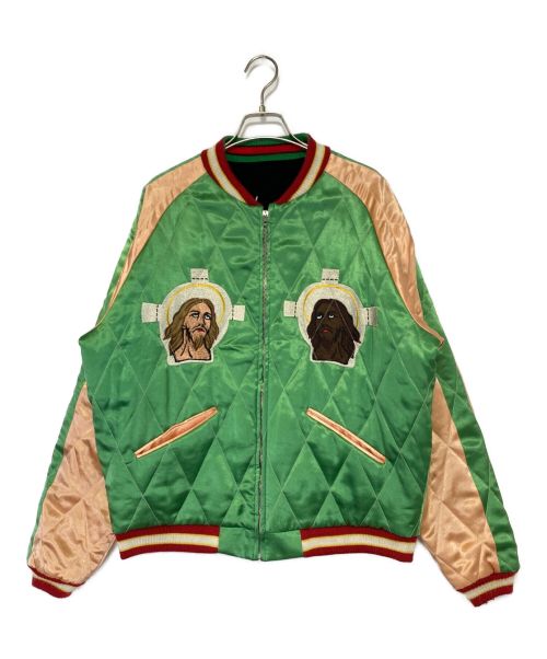 SAINT MICHAEL（セントマイケル）SAINT MICHAEL (セントマイケル) Denim Tears (デニム ティアーズ) REVERSIBLE SUKAJAN グリーン×ブラック サイズ:Sの古着・服飾アイテム