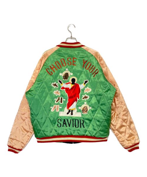 SAINT MICHAEL（セントマイケル）SAINT MICHAEL (セントマイケル) Denim Tears (デニム ティアーズ) REVERSIBLE SUKAJAN グリーン×ブラック サイズ:Sの古着・服飾アイテム