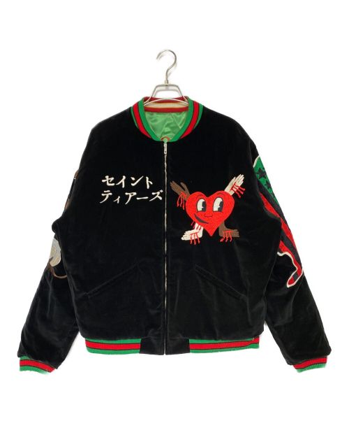 SAINT MICHAEL（セントマイケル）SAINT MICHAEL (セントマイケル) Denim Tears (デニム ティアーズ) REVERSIBLE SUKAJAN グリーン×ブラック サイズ:Sの古着・服飾アイテム