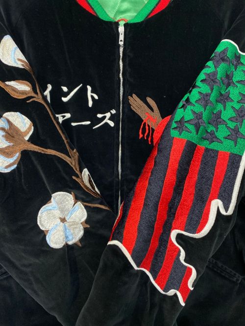 SAINT MICHAEL（セントマイケル）SAINT MICHAEL (セントマイケル) Denim Tears (デニム ティアーズ) REVERSIBLE SUKAJAN グリーン×ブラック サイズ:Sの古着・服飾アイテム