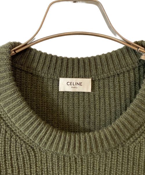CELINE（セリーヌ）CELINE (セリーヌ) 22AW OVERSIZED CELINE SWEATER IN RIBBED WOOL オリーブ サイズ:Lの古着・服飾アイテム