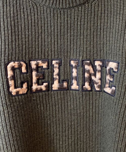 CELINE（セリーヌ）CELINE (セリーヌ) 22AW OVERSIZED CELINE SWEATER IN RIBBED WOOL オリーブ サイズ:Lの古着・服飾アイテム