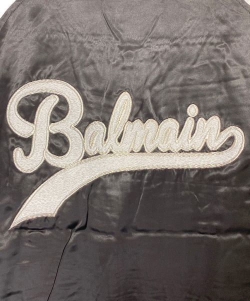 BALMAIN（バルマン）BALMAIN (バルマン) LOGO EMBROIDERED VARSITY JACKET ブラック サイズ:48の古着・服飾アイテム