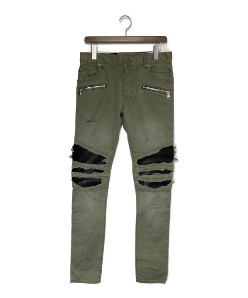 BALMAIN（バルマン）BALMAIN (バルマン) バイカーパンツ カーキ サイズ:30の古着・服飾アイテム