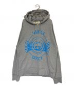 GUCCIグッチ）の古着「GREY LOGO HOODIE」｜グレー×ブルー
