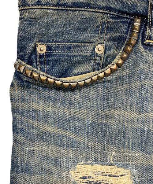 Hysteric Glamour（ヒステリックグラマー）Hysteric Glamour (ヒステリックグラマー) ROLLING STONES (ローリングストーンズ) スタッズデニムパンツ インディゴ サイズ:34の古着・服飾アイテム