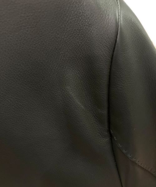 ERMENEGILDO ZEGNA（エルメネジルド・ゼニア）ERMENEGILDO ZEGNA (エルメネジルド・ゼニア) レザーテーラードジャケット ブラック サイズ:52の古着・服飾アイテム