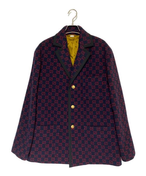 GUCCI（グッチ）GUCCI (グッチ) GG ジャガード　ジャケット ネイビー サイズ:44の古着・服飾アイテム