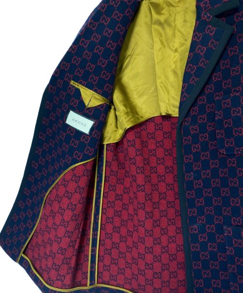 GUCCI（グッチ）GUCCI (グッチ) GG ジャガード　ジャケット ネイビー サイズ:44の古着・服飾アイテム