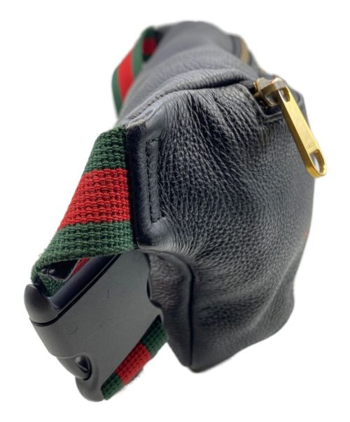 GUCCI（グッチ）GUCCI (グッチ) グッチプリント レザー ベルトバッグ ブラック サイズ:-の古着・服飾アイテム