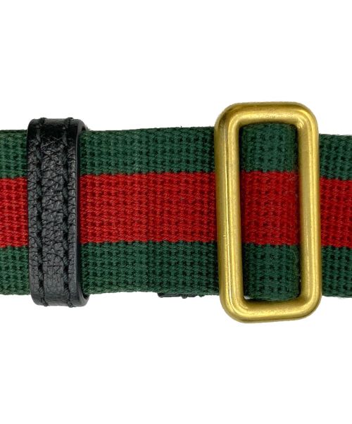GUCCI（グッチ）GUCCI (グッチ) グッチプリント レザー ベルトバッグ ブラック サイズ:-の古着・服飾アイテム