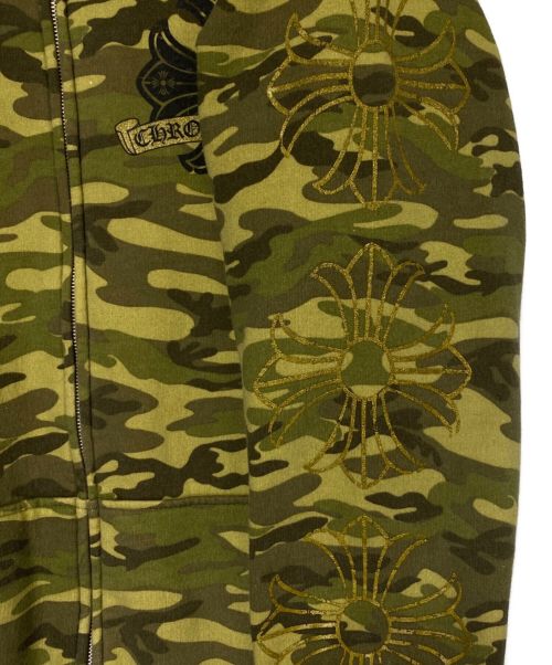 CHROME HEARTS（クロムハーツ）CHROME HEARTS (クロムハーツ) Horseshoe Camo Zip Hoodie グリーン サイズ:Mの古着・服飾アイテム