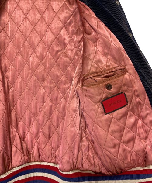 GUCCI（グッチ）GUCCI (グッチ) GUCCI DSM SPECIAL WASHED VELVET OVER BUTTONS BOMBER JACKET ネイビー サイズ:46の古着・服飾アイテム