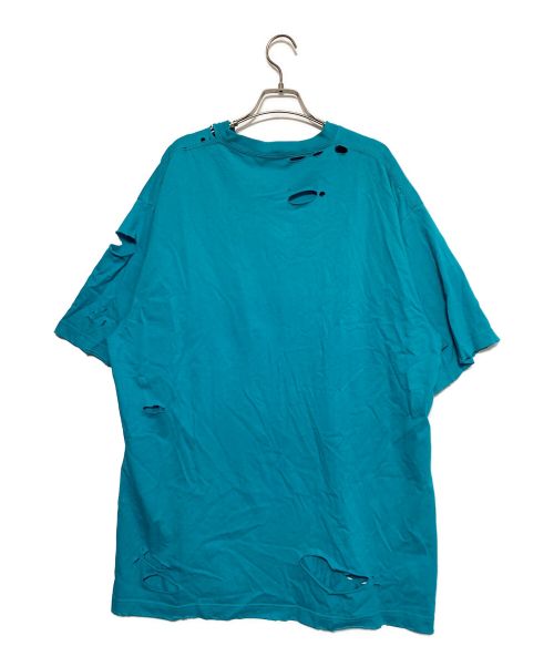 BALENCIAGA（バレンシアガ）BALENCIAGA (バレンシアガ) Caps Destroyed Flatground Tee ターコイズブルー サイズ:Sの古着・服飾アイテム