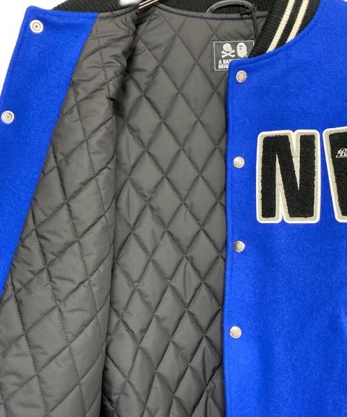 NEIGHBORHOOD（ネイバーフッド）NEIGHBORHOOD (ネイバーフッド) A BATHING APE (アベイシングエイプ) VARSITY JACKET ブラック×ブルー サイズ:Lの古着・服飾アイテム