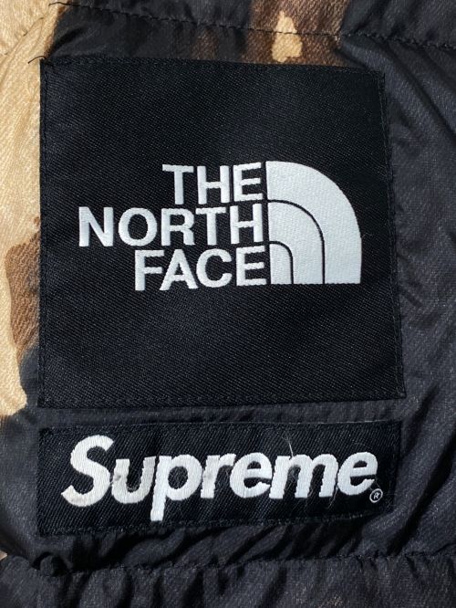 SUPREME（シュプリーム）SUPREME (シュプリーム) THE NORTH FACE (ザ ノース フェイス) Bleached Denim Print Nuptse Jacket ブラック×ブラウン サイズ:XLの古着・服飾アイテム