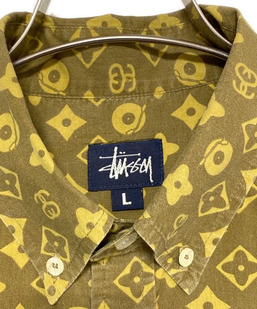 stussy（ステューシー）stussy (ステューシー) モノグラム シャツ ブラウン サイズ:SIZE Lの古着・服飾アイテム
