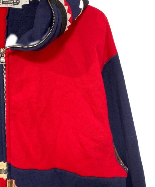 A BATHING APE（アベイシングエイプ）A BATHING APE (アベイシングエイプ) CHECK SHARK RELAXED ZIP HOODIE マルチカラー サイズ:Lの古着・服飾アイテム
