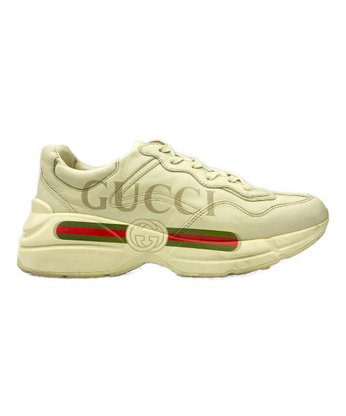 GUCCI（グッチ）GUCCI (グッチ) ロゴ レザー スニーカー ベージュ サイズ:8の古着・服飾アイテム