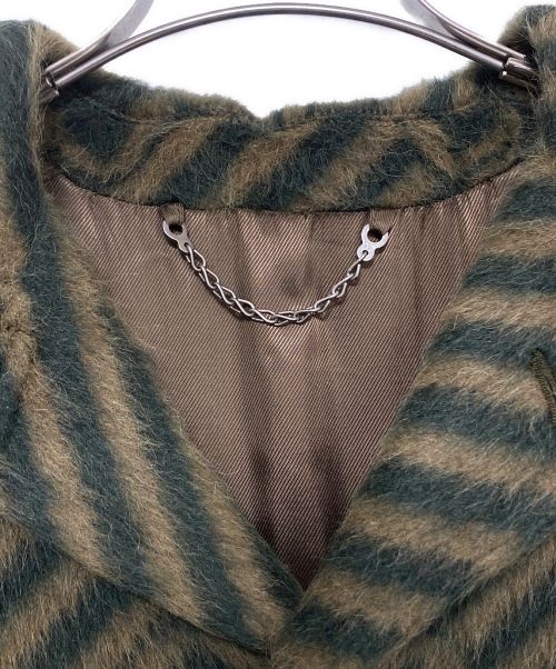 GUCCI（グッチ）GUCCI (グッチ) GG STRIPE WOOL COAT ブラウン×グリーン サイズ:SIZE 44の古着・服飾アイテム