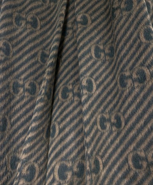 GUCCI（グッチ）GUCCI (グッチ) GG STRIPE WOOL COAT ブラウン×グリーン サイズ:SIZE 44の古着・服飾アイテム
