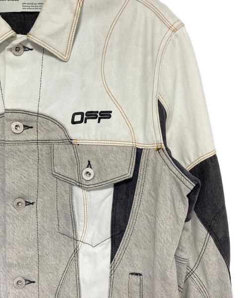 OFFWHITE（オフホワイト）OFFWHITE (オフホワイト) 再構築デニムジャケット ホワイト×グレー サイズ:SIZE Lの古着・服飾アイテム