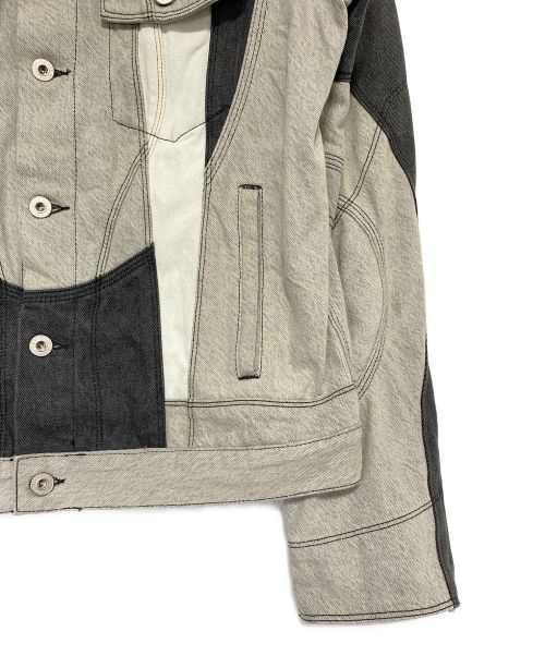 OFFWHITE（オフホワイト）OFFWHITE (オフホワイト) 再構築デニムジャケット ホワイト×グレー サイズ:SIZE Lの古着・服飾アイテム