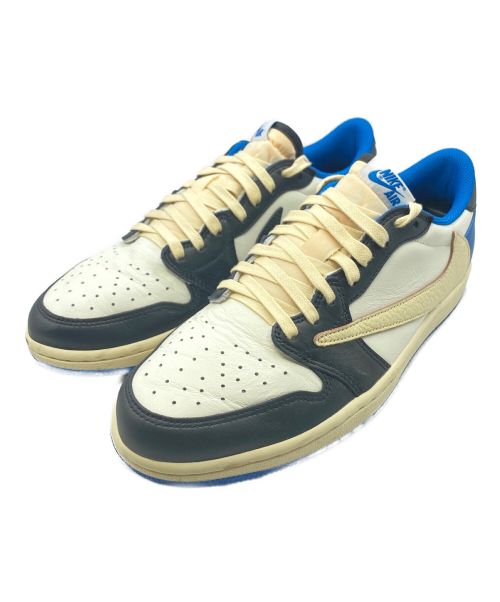NIKE（ナイキ）NIKE (ナイキ) Travis Scott (トラヴィス スコット) FRAGMENT DESIGN (フラグメント デザイン) Air Jordan 1 Low OG ブルー×ホワイト サイズ:26.5cm (US8.5)の古着・服飾アイテム