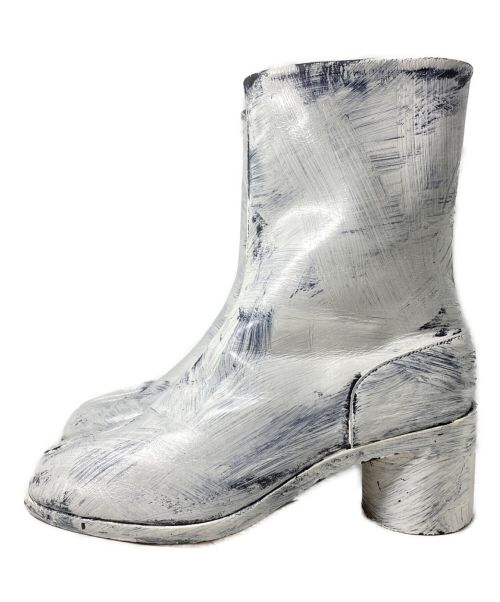 Maison Margiela（メゾンマルジェラ）Maison Margiela (メゾンマルジェラ) タビ ビアンケット アンクル レザーブーツ ブラック×ホワイト サイズ:41の古着・服飾アイテム