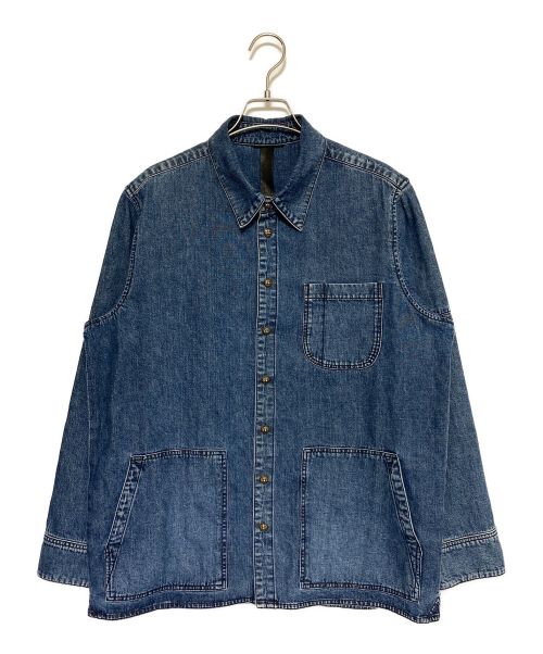 CHROME HEARTS（クロムハーツ）CHROME HEARTS (クロムハーツ) ラストバイト クロスボールボタン デニムシャツ インディゴ サイズ:Lの古着・服飾アイテム