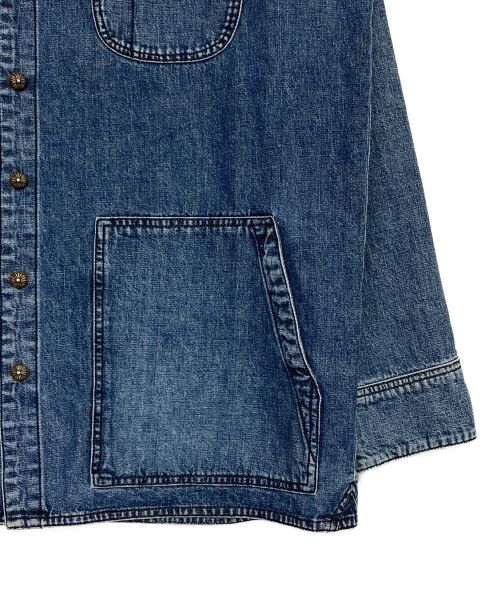 CHROME HEARTS（クロムハーツ）CHROME HEARTS (クロムハーツ) ラストバイト クロスボールボタン デニムシャツ インディゴ サイズ:Lの古着・服飾アイテム