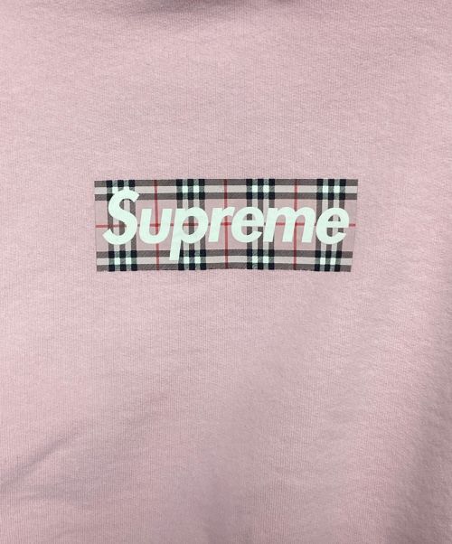 SUPREME（シュプリーム）SUPREME (シュプリーム) BURBERRY (バーバリー) Box Logo Hooded Sweatshirts ピンク サイズ:Lの古着・服飾アイテム