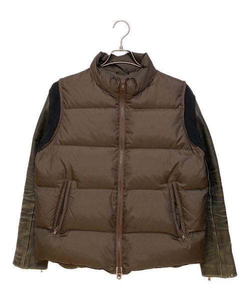 UNDERCOVER（アンダーカバー）UNDERCOVER (アンダーカバー) 05AW Arts&Crafts期 LEATHER SLEEVE DOWN JACKET/Archive ブラウン サイズ:2の古着・服飾アイテム