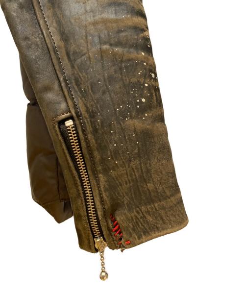 UNDERCOVER（アンダーカバー）UNDERCOVER (アンダーカバー) 05AW Arts&Crafts期 LEATHER SLEEVE DOWN JACKET/Archive ブラウン サイズ:2の古着・服飾アイテム