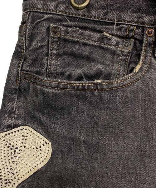 KAPITAL（キャピタル）KAPITAL (キャピタル) 14ozブラックデニム 5Pショートパンツ BONE刺繍 グレー サイズ:30の古着・服飾アイテム