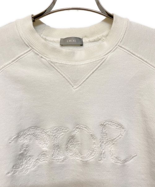 Christian Dior（クリスチャン ディオール）Christian Dior (クリスチャン ディオール) PETER DOIG (ピーター・ドイグ) フロントロゴ刺繍クルーネックスウェット ホワイト サイズ:Mの古着・服飾アイテム