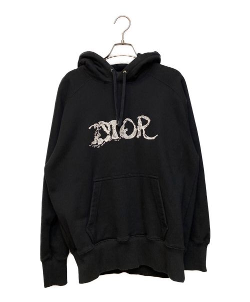Christian Dior（クリスチャン ディオール）Christian Dior (クリスチャン ディオール) PETER DOIG (ピーター・ドイグ) フロントロゴ刺繍パーカー ブラック サイズ:Mの古着・服飾アイテム