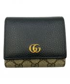 GUCCIグッチ）の古着「〔GGマーモント〕ミディアム ウォレット」｜ベージュ×ブラック