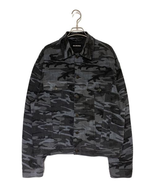 BALENCIAGA（バレンシアガ）BALENCIAGA (バレンシアガ) LARGE CAMO PRINT DENIM JACKET グレー サイズ:44の古着・服飾アイテム